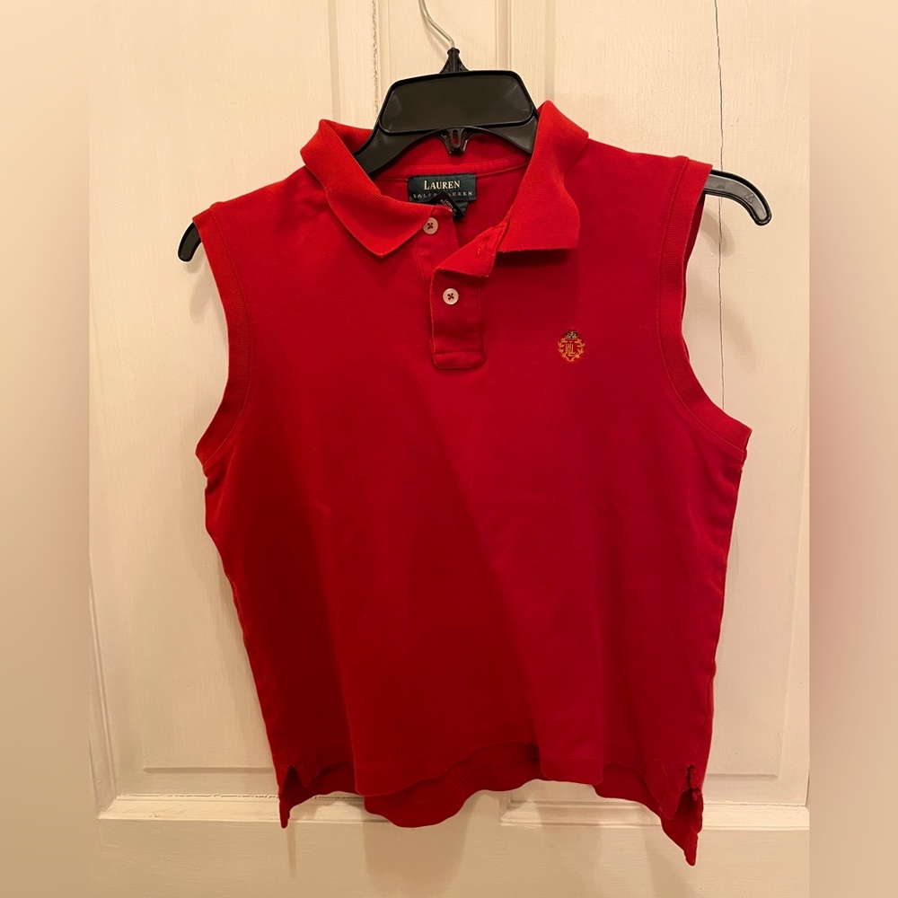 Red, Large, Ralph Lauren, Sleeveless Polo Shirt